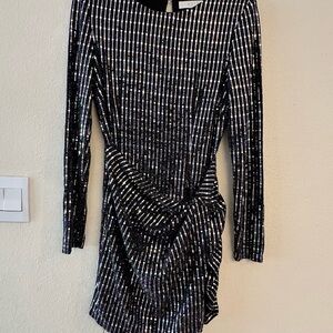 Astr Black and Silver Long Sleeve Sequin Mini Dress